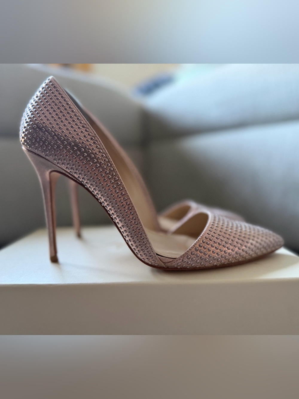 Vince Camuto Rose Gold Crystal D'Orsay Stiletto Heels